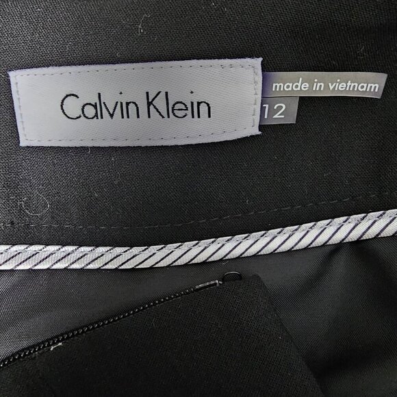 Calvin Klein High Rise Luxe Stretch Knee Length Black Lined Pencil Skirt - Picture 3 of 6